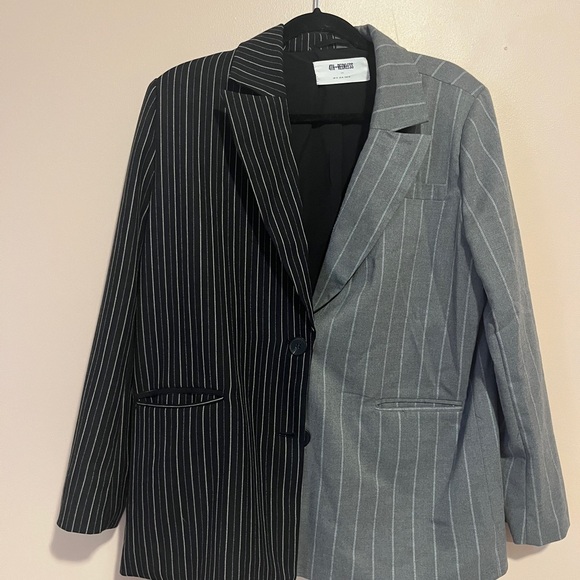 CLEARANCE SALE - 4TH & RECKLESS Two-Tone Pinstripe Blazer and Pants Set - Picture 5 of 6